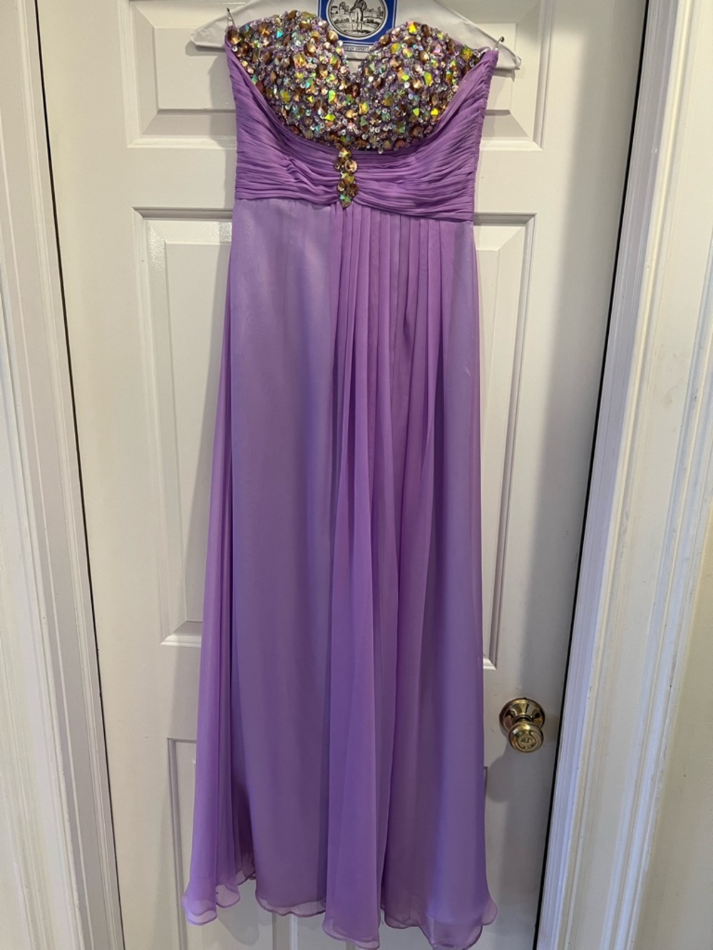Splash Lavender Strapless Prom Dress with Multicolor Beaded Bodice